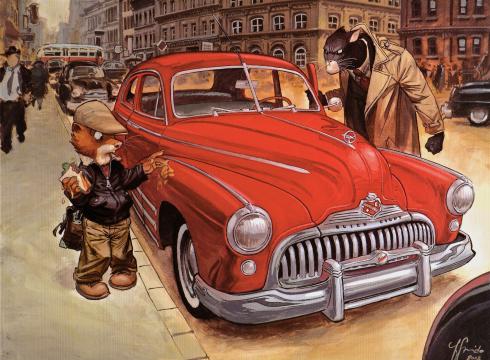 Guarnido "John 'S Buick" Affiche édition d'art 24x18cm